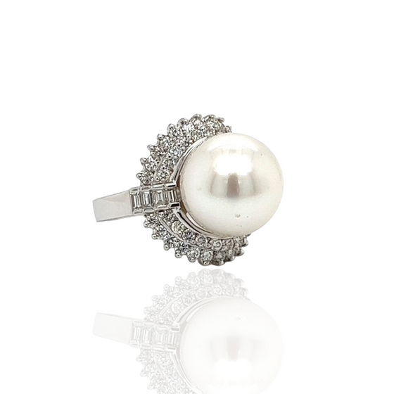 South Sea Pearl, 18K Gold and Diamond Ring