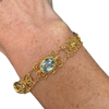 Estate 8.00cttw Aquamarine and Diamond 18K Yellow Gold Filigree Bracelet