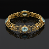 Estate 8.00cttw Aquamarine and Diamond 18K Yellow Gold Filigree Bracelet