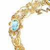 Estate 8.00cttw Aquamarine and Diamond 18K Yellow Gold Filigree Bracelet