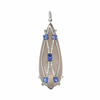 Estate Designer LM Diamond, Tanzanite, Quartz 18Kt White Gold Pendant