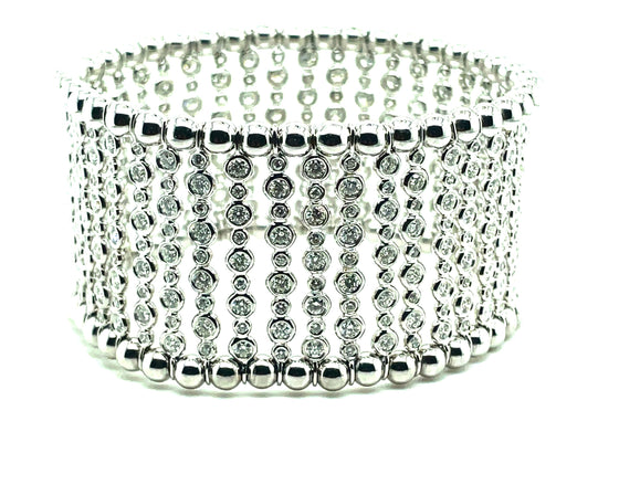 Diamond and 18K White Gold Stretch Bracelet