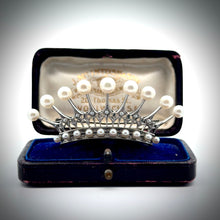  Designer Mikimoto Cultured Pearl and Platinum Crown Brooch