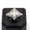 Art Deco Diamond and Emerald Platinum Ring