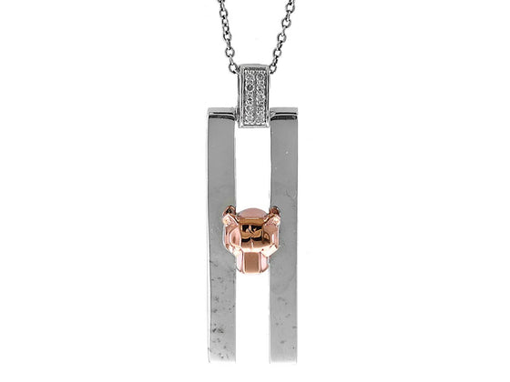 Effy 14K White/Rose Gold Panther Necklace
