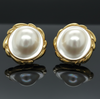 Estate Circa 1990 Mabe Blister Pearl 18K Gold Earrings 13868