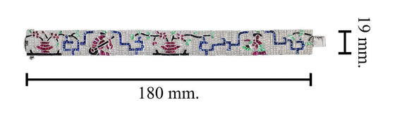 Custom Made Diamond Ruby Emerald Onyx Sapphire 18K White Gold Bracelet