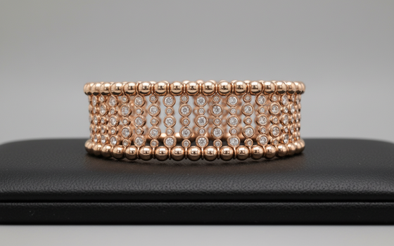 Diamond and 18K Rose Gold Stretch Bracelet