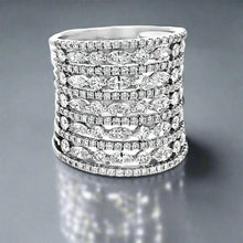 Multi Row Diamond 18K White Gold Ring