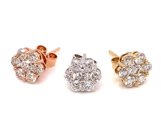 Maya Lianna .75 ctw Diamond and 14K Yellow Gold Cluster Earrings