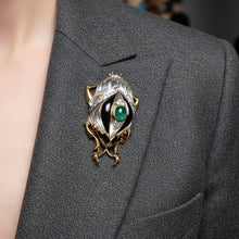  David Webb Rock Crystal, Diamond, Emerald, Ruby and Onyx Platinum and 18K Yellow Gold Beetle Brooch