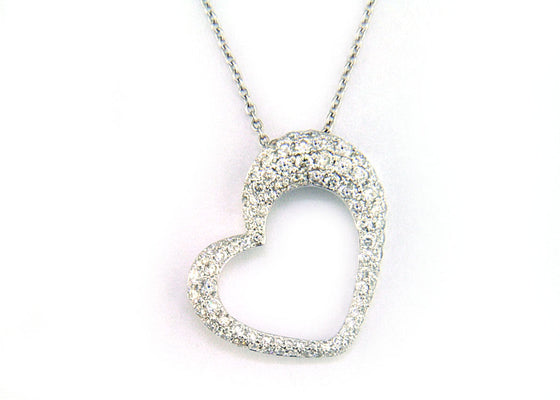 Effy Diamond Heart Pendant and 14K White Gold Necklace
