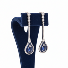  Sapphire and Diamond18K White Gold Dangle Earrings