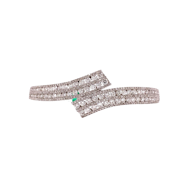 Diamond and 14K White Gold Bypass Bangle
