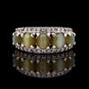 Estate 3.97cttw. Cat's Eye Chrysoberyl & Diamond Platinum Ring