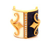 Fibula Diamond and Cermamic 18K Yellow Gold Ring
