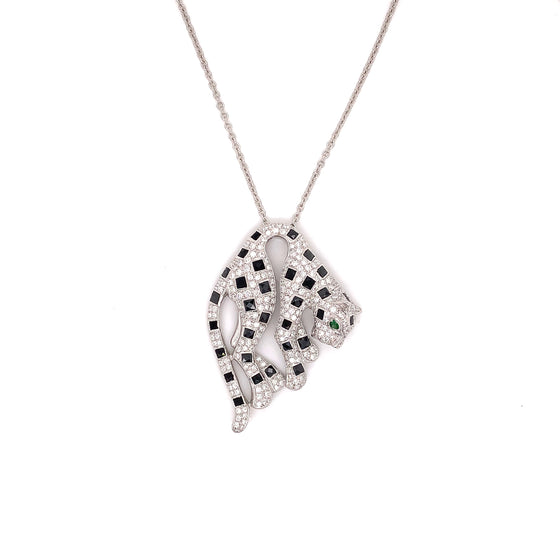 2.01 ctw Diamond and 18K White Gold Panther Necklace