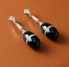 Onyx and Diamond 14K White Gold Earrings