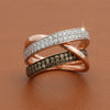 Effy Brown and White Diamond and 18K Rose Gold Bypass Ring