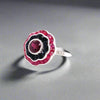 Ruby, Onyx, Diamond and 18K White Gold Ring