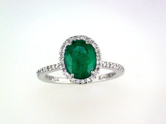 Effy 1.52 ct Emerald, Diamond and 14K White Gold Halo Ring