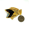 Estate Onyx, Diamond & Ruby Fish Brooch