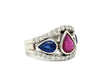 Blue Sapphire Ruby Platinum Diamond Ring