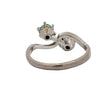 Retro Diamond and Emerald Bypass Platinum Ring