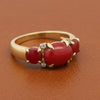 Italian Natural Coral and Diamond 18kt Yellow Gold Ring
