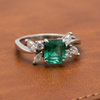 Designer Sena Emerald and Diamond Platinum Ring