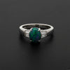 Fine Black Opal and Diamond Platinum Ring