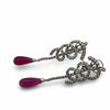 Designer Bergio Diamond and Rubellite 18kt White Gold Earrings