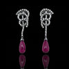 Designer Bergio Diamond and Rubellite 18kt White Gold Earrings