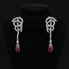 Designer Bergio Diamond and Rubellite 18kt White Gold Earrings