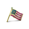 The Presidential American Flag Diamond, Ruby, Sapphire Lapel Brooch 14K Yellow Gold 15308