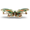 Plique A Jour Green and Orange Enamel 14K Yellow Gold Butterfly Brooch