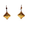 1990's Brush Finish Diamond and Emerald 18k Yellow Gold Earrings