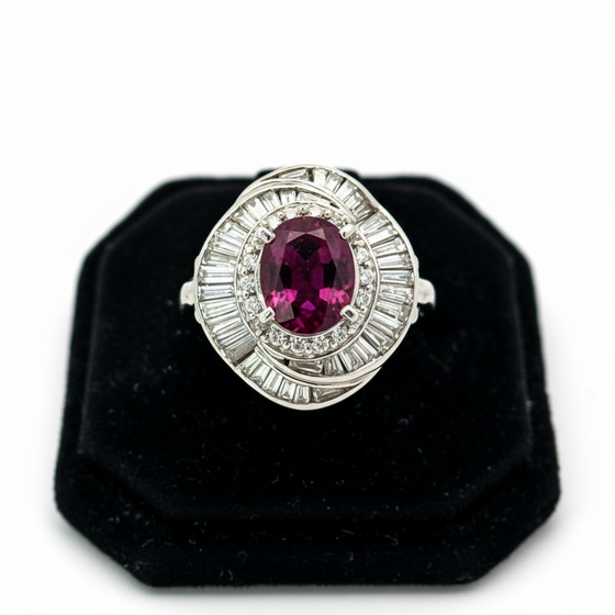 1970's Modern Ruby and Diamond Platinum Ring