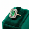 Modern Fine Emerald and Diamonds 14K Yellow/White Gold Ring
