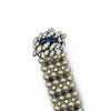 Modern 1960's Diamond, Sapphire and Cultured Pearl 14K White Gold Bracelet