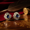 Modern 1970's No Heat Fine Sapphire and Diamond Platinum Earrings