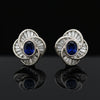 Modern 1970's No Heat Fine Sapphire and Diamond Platinum Earrings