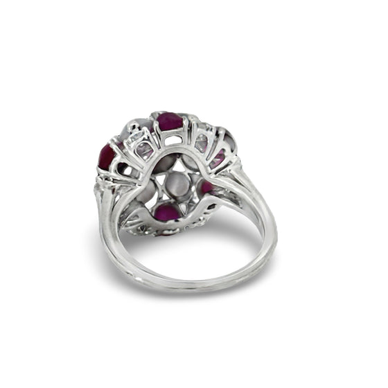 Oscar Heyman Star Ruby and Star Sapphire Platinum Ring