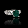 Oval Emerald and Diamond Platinum Ring