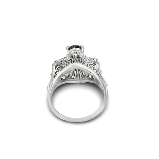 1970's Color Change Alexandrite and Diamond Platinum Ring