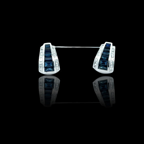 Sapphire and Diamond 18K White Gold Dangle Earrings