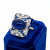 Art Deco 5.30 ct No Heat Sapphire (GIA), Diamond and Platinum Ring