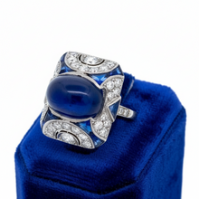 Art Deco 5.30 ct No Heat Sapphire (GIA), Diamond and Platinum Ring