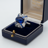 Art Deco 5.30 ct No Heat Sapphire (GIA), Diamond and Platinum Ring