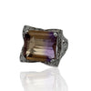 Emerald Cut Ametrine, Diamond and 18K White Gold Statement Ring